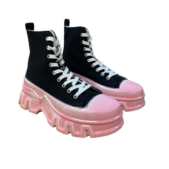 Mata Shoes Throw It Up Pink High Top Converse Style Platform Sneakers - Picture 1 of 4